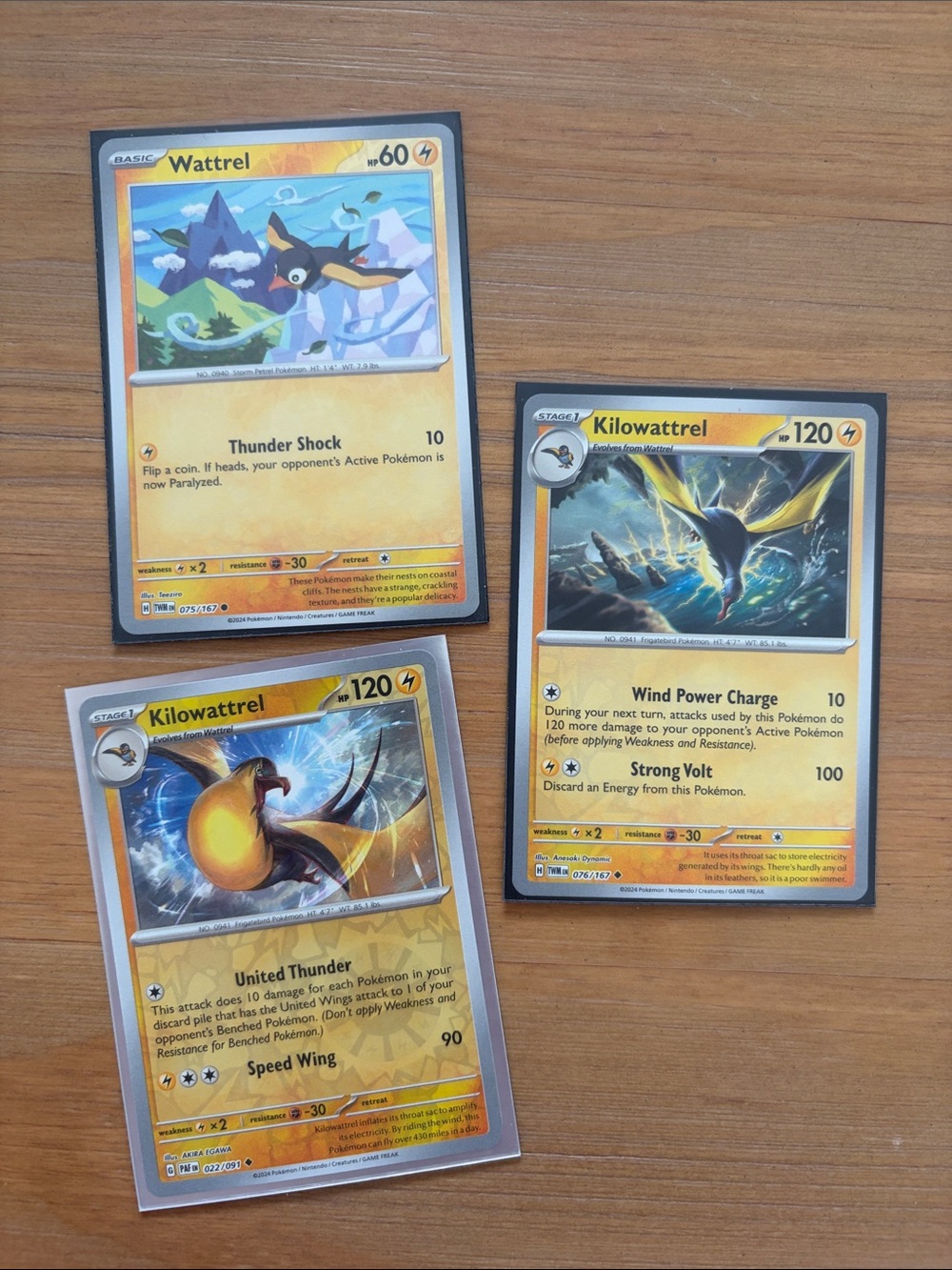 Wattrel & Kilowattrel Evolution Lot | 3 Pokémon Cards | Reverse Holo ✨5/$25✨